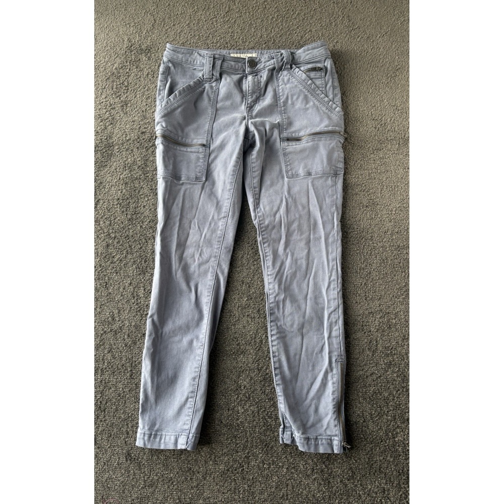 Joie Women Size 29 Park Skinny Zippered Cropped Light Blue Pants Stretch Cotton